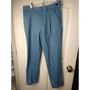 Zara Trf Collection Blue Pleated Straight Leg Pocket Pants. Size 6